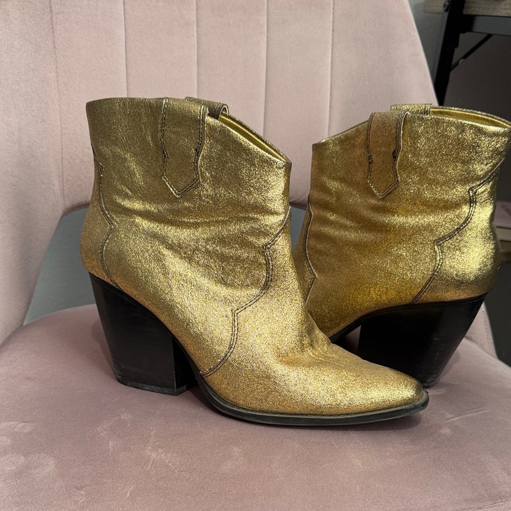 Chinese Laundry Gold Ankle Booties